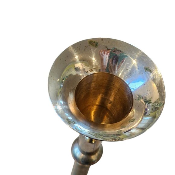Vintage Brass Candle Stick Holder Tapered Graduated Gold Metal Ball‎ India 9" - Picture 6 of 11